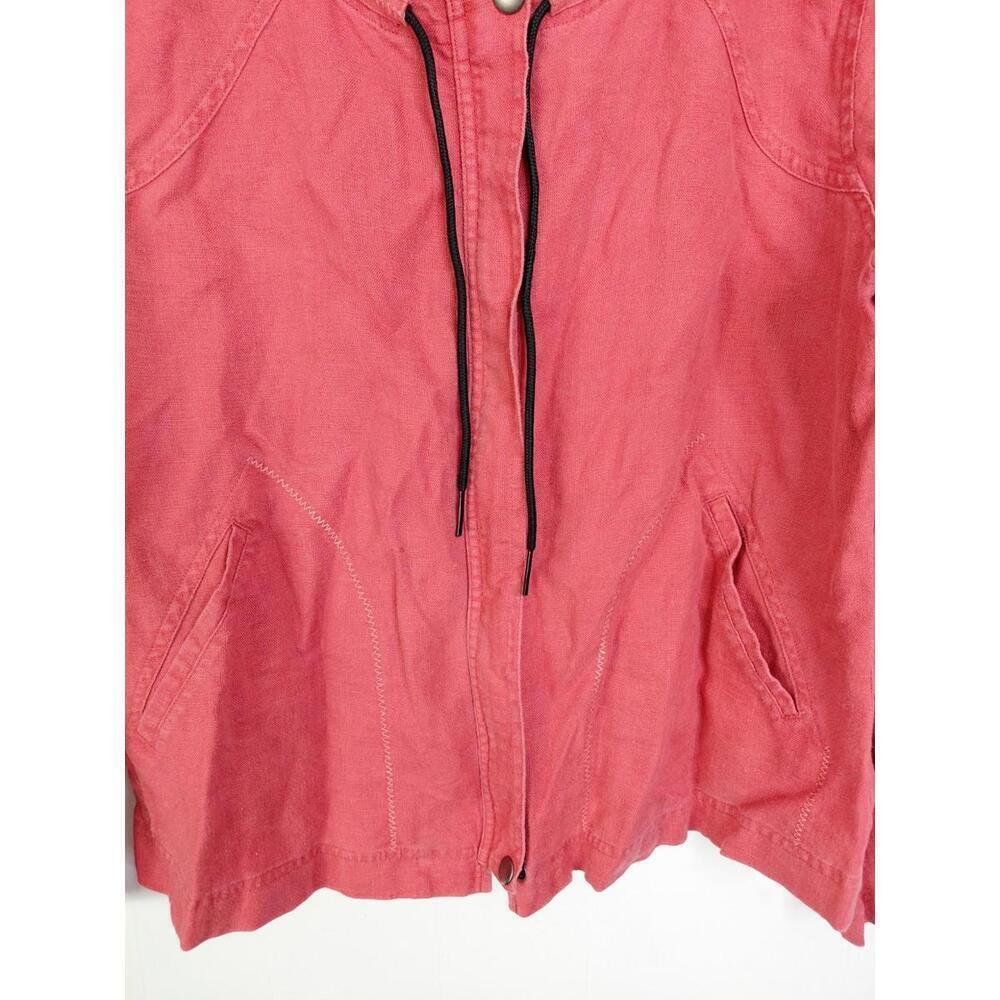 J Jill Jacket Womens Medium Vintage Salmon Pink Linen Collarless Full Zip - Picture 4 of 8